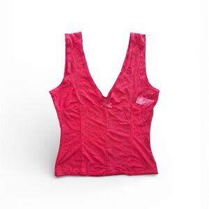 Vintage Butterfly Lace Red  Tank Top size small